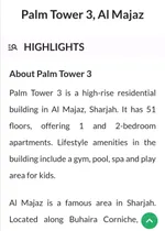 Two rooms and a hall with a balcony and a view of Al Mamzar Lake and Al Qasba Mosque : Image 1