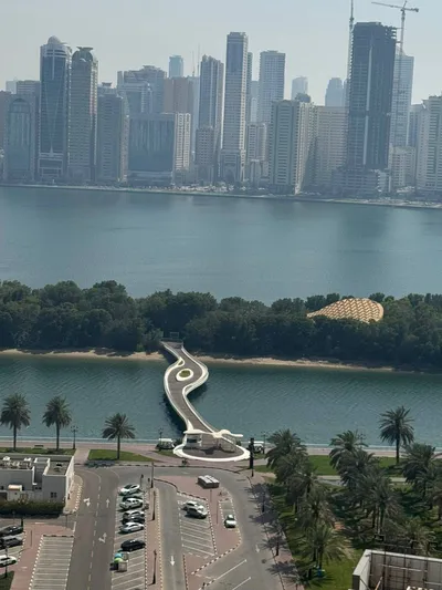 Two rooms and a hall for annual rent in Al Majaz 1 area with direct sea view : Image