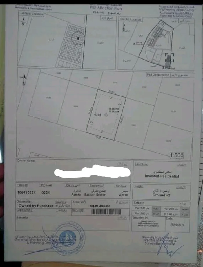 Invested Residential  land for sale in Al-Amerah : Image 1