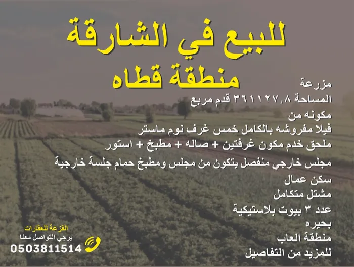 مزرعة للبيع في منطقة قطاه امارة الشارقة : Image 1