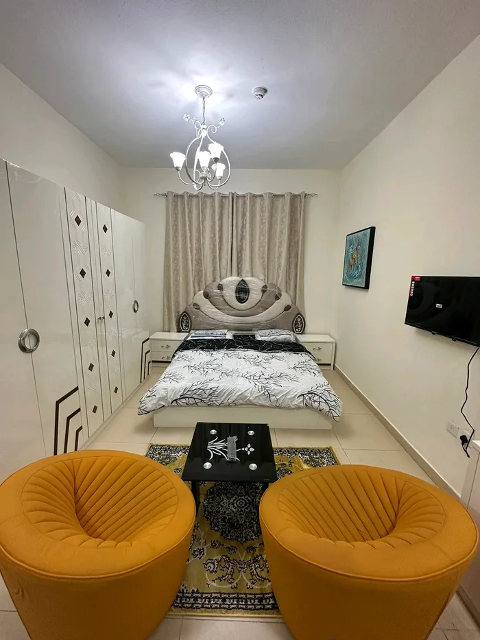 For rent a spacious furnished monthly studio in Ajman, Al Jerf 2, Jasmine Towers : Image 1