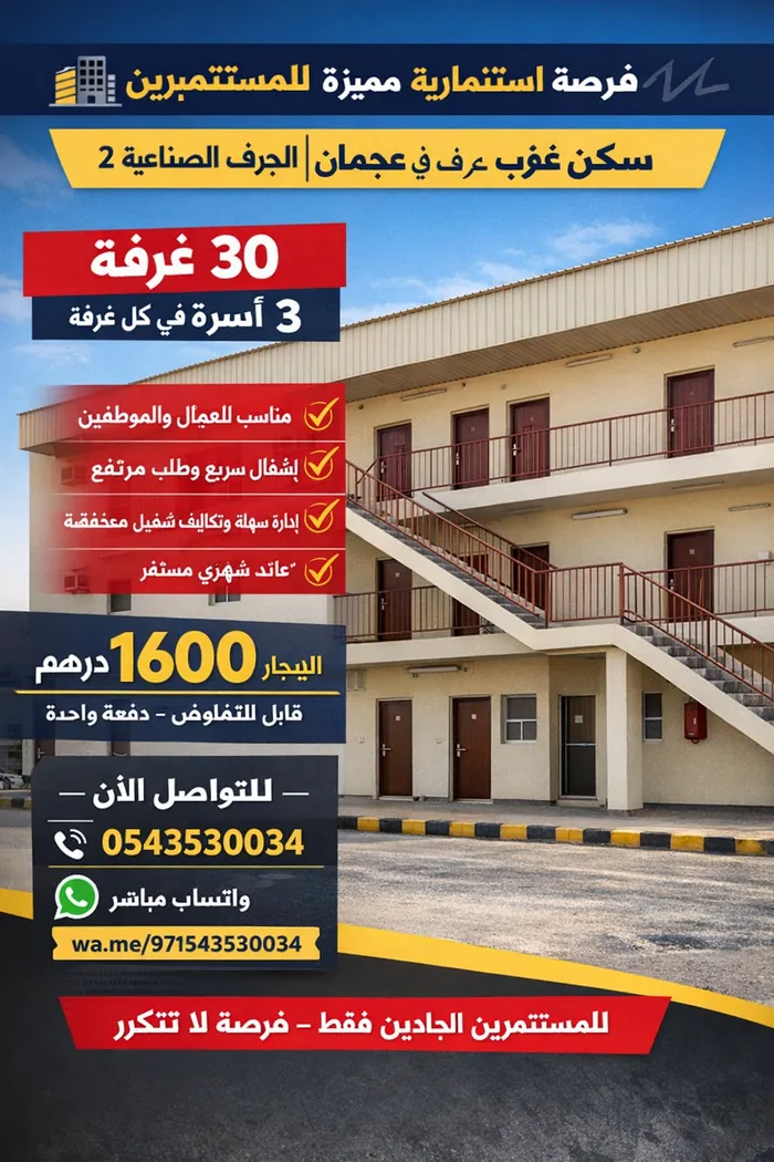 للمستثمرين كامبات سكن عمال غير شاملة بسعر مناسب وفرصه مميزة : Image 1