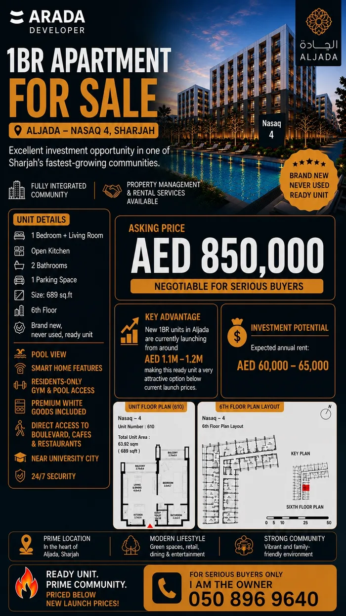 For Sale Apartment in Aljada, Sharjah : Image 1